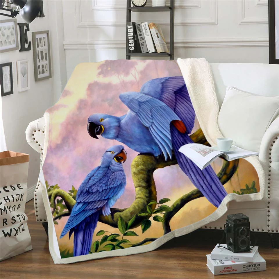 

Plstar Cosmos colorful Parrot brid Blanket 3D print Sherpa Blanket on Bed Kids Girl Flower Home Textiles Dreamlike style-5