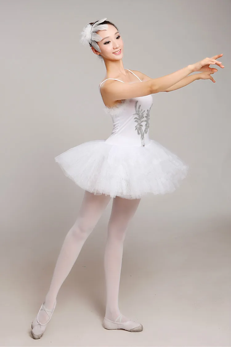 Adults White Swan Lake Ballet Dress Women Ballerina Tutu Costume Classical Ballet Leotard Stage Performance Dancewear