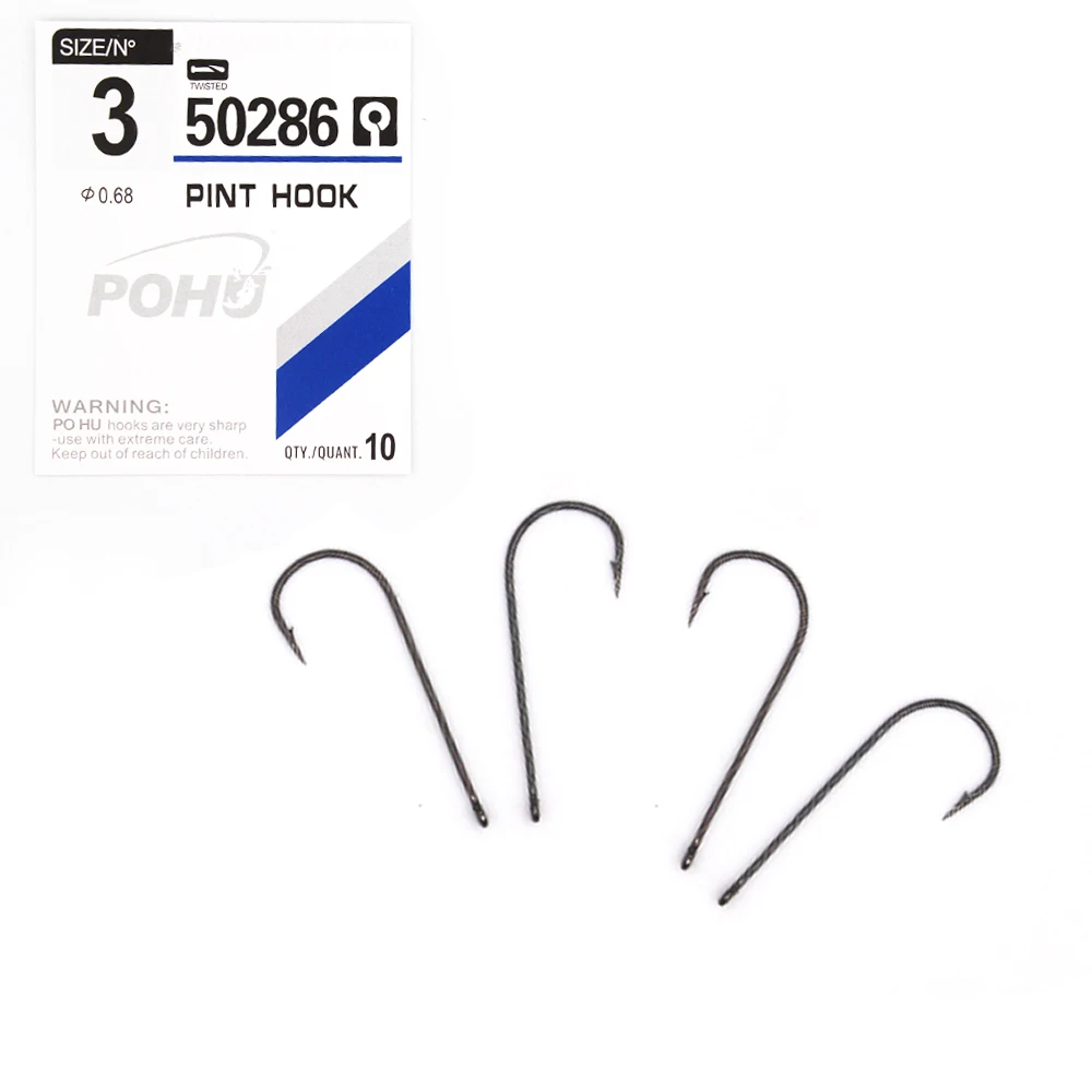 50pcs/pack Fishing Hooks Pint Hook with Eyes 50286 Sea Hook  Stainless Steel White Big Extra Long Shank