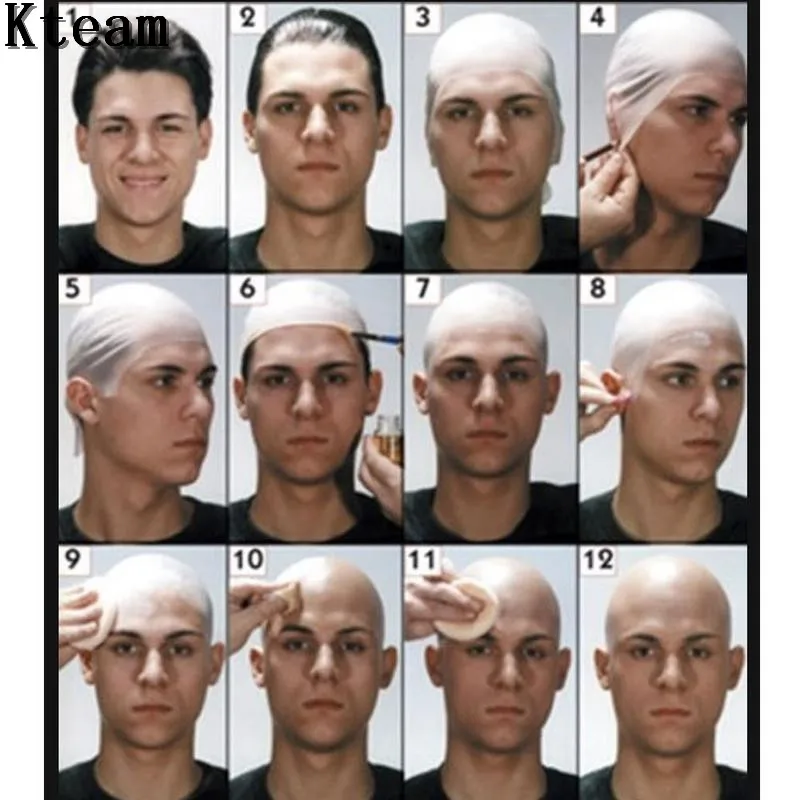 Hot!Unisex Latex Bald Wig Hair Cap Snood Mesh Stretch Halloween Costume Cosplay Props Latex Acting Mask Party Novelty Supplies