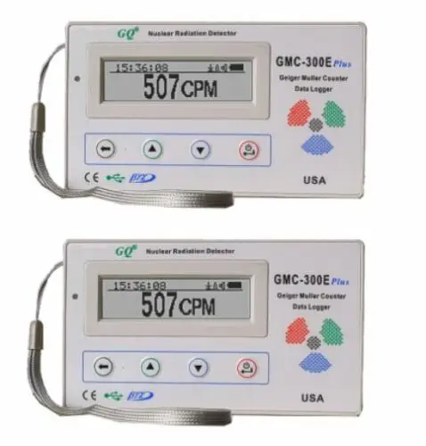 

Two GQ GMC-300E+V4 Nuclear Radiation Detector Data logger Beta Gamma detection