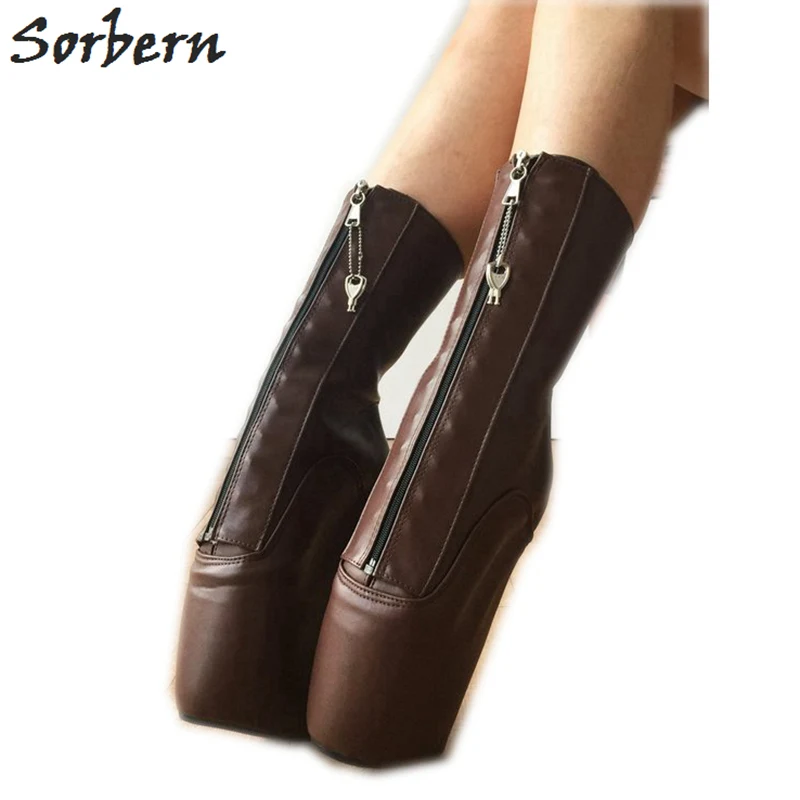 

Sorbern Chocolate Matte Ankle Boots Women Ballet High Heels Shoes Ladies Women Boots Classic Style Art Performance Show