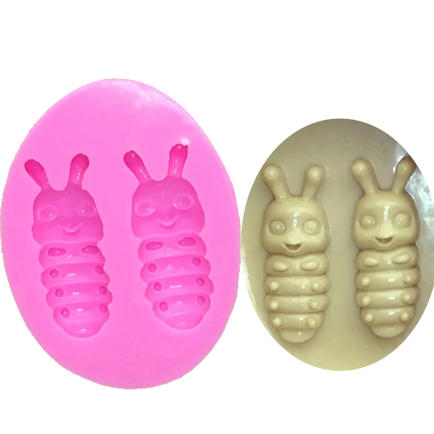 M0613 Silkworm baby mini Insect Silicone Fondant mold 3D cake decorating tools Jelly Candy Chocolate Decoration Baking Tool