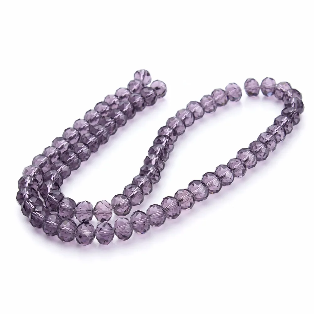 2 strand/pack 4/6/8mm Purple Glass Beads Faceted Bicone Crystal Rondelle Beads For DIY Necklace Bracelet Jewelry Making Findings