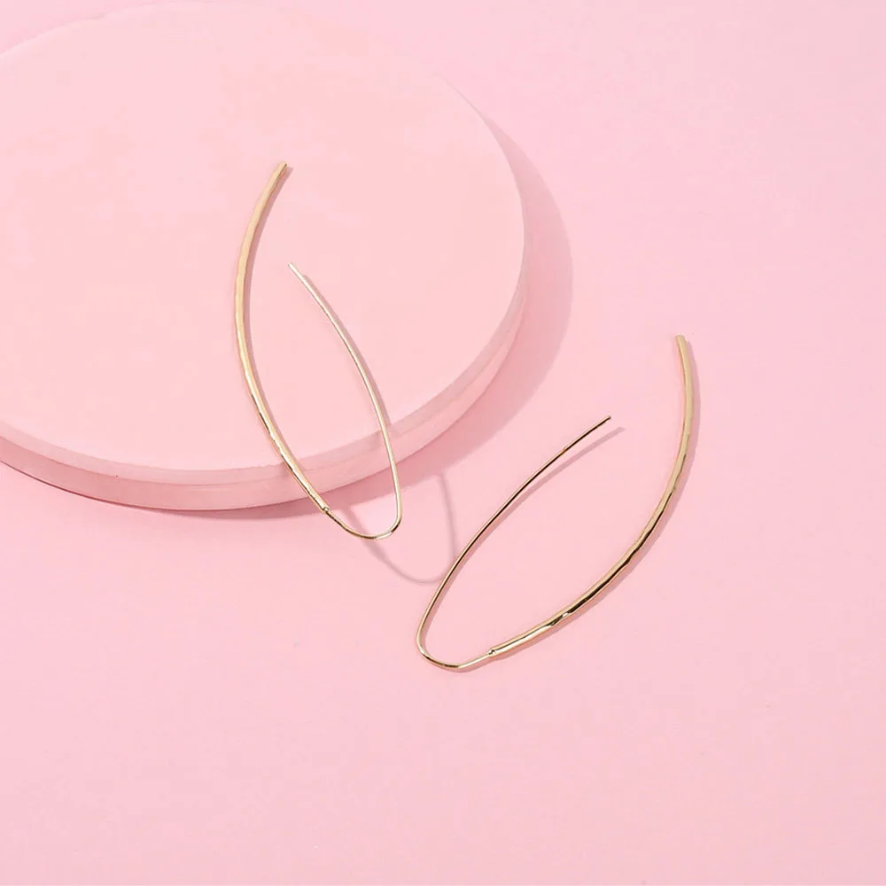 Minimalist Ear Jewelry Dainty Basic Style Gold Silver Color U Shape Thin Copper Wire Hoop Earrings