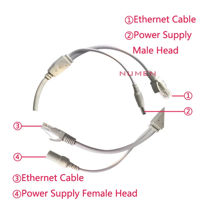 Network Power Cable 15Meter RJ45 Ethernet Port 2 in 1 Power supply & network Extension Cable IP Camera Line CCTV System LAN Cord