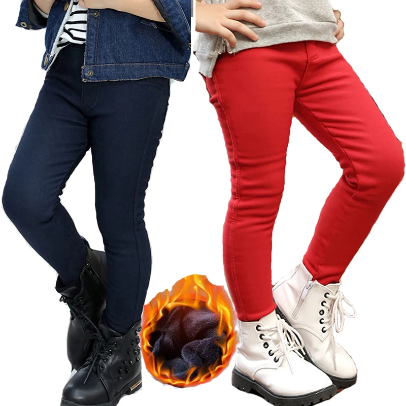 

Kids Winter Pants For Girls Leggings Candy Color Girl Warm Long Pants Girls New Year Velour Thick Child Trousers For Teenagers