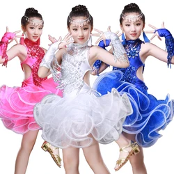 New Design Girls Latin Dance Dresses Professional Sequin Tassel Latin Dress Ballroom Clothes Salsa Dancewear Dancing Costumes