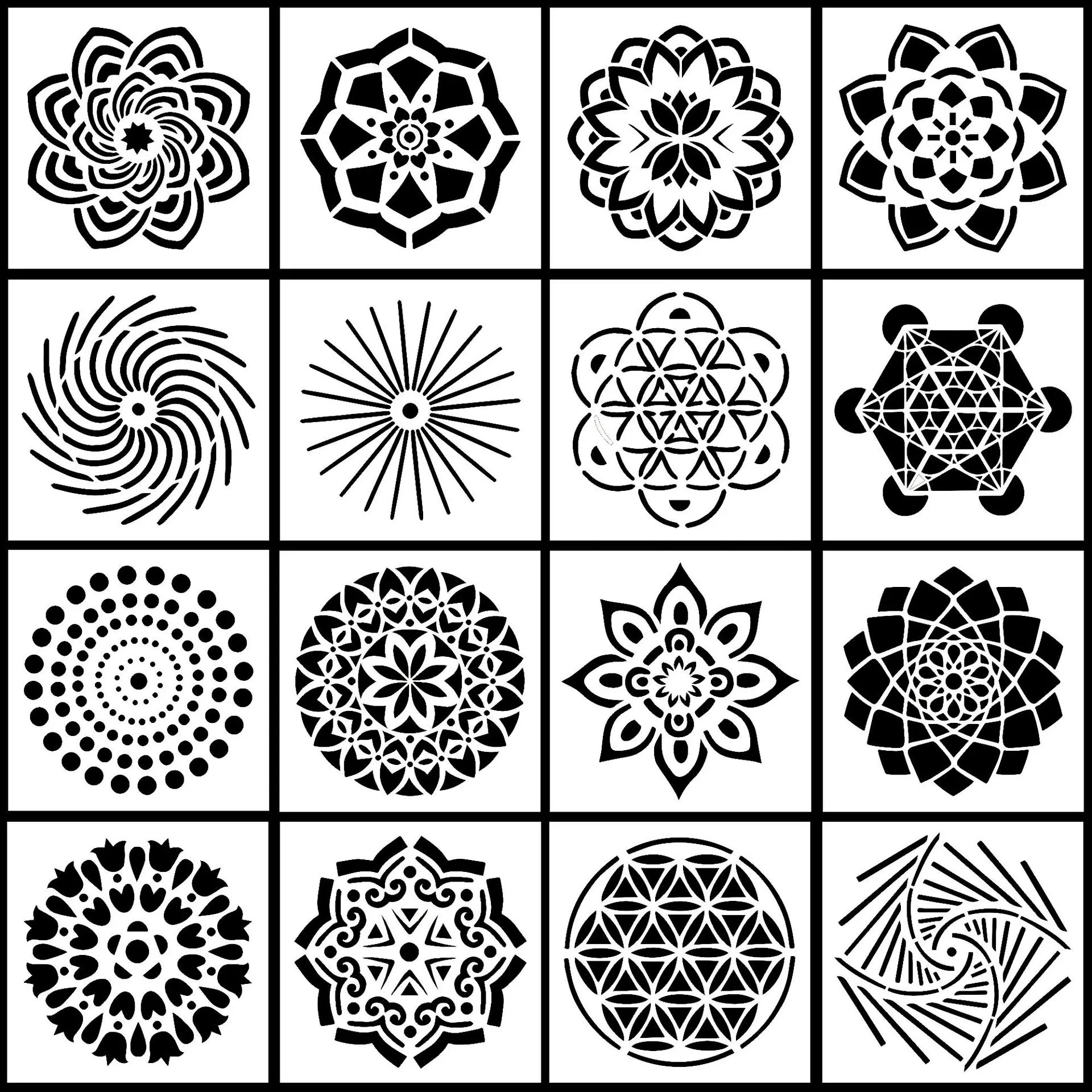 

16Pcs/Set 13cm Mandala Geometry DIY Layering Stencils Painting Scrapbook Coloring Embossing Album Decorative Template