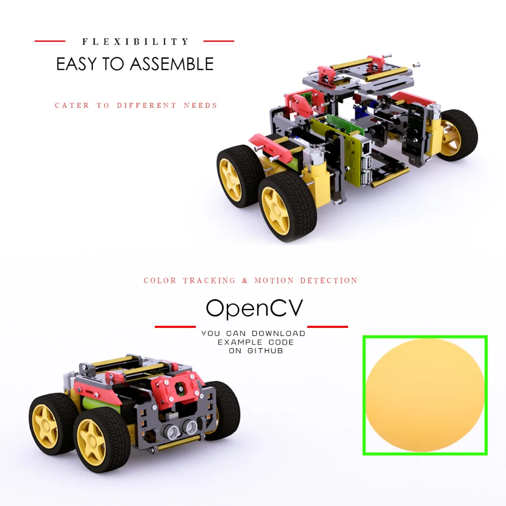 Adeept AWR 4WD WiFi Smart Robot Car Kit for Raspberry Pi, DIY Robot Kit for Kids and Adults (Raspberry Pi board not included)