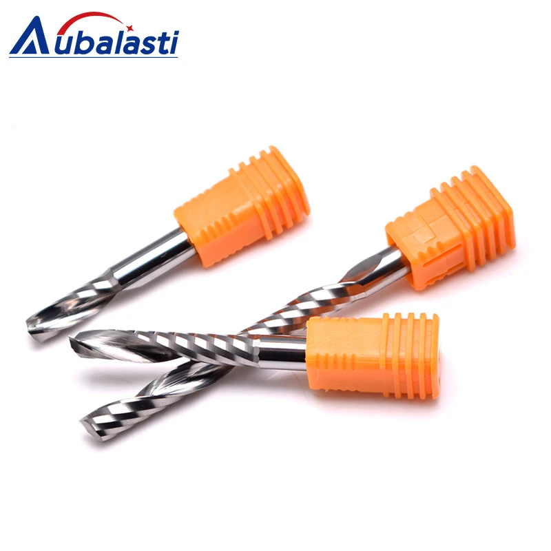 Aubalasti 6Mm Satu Flute Spiral Cutter Router Bit CNC Akhir Pabrik untuk MDF Karbida Pemotong Penggilingan Tugster Baja Router Bit