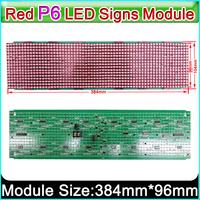 DIP 346 P6 red color semi-outdoor car or bus led sign modules 384*96mm, LED scroll information sign,car led message