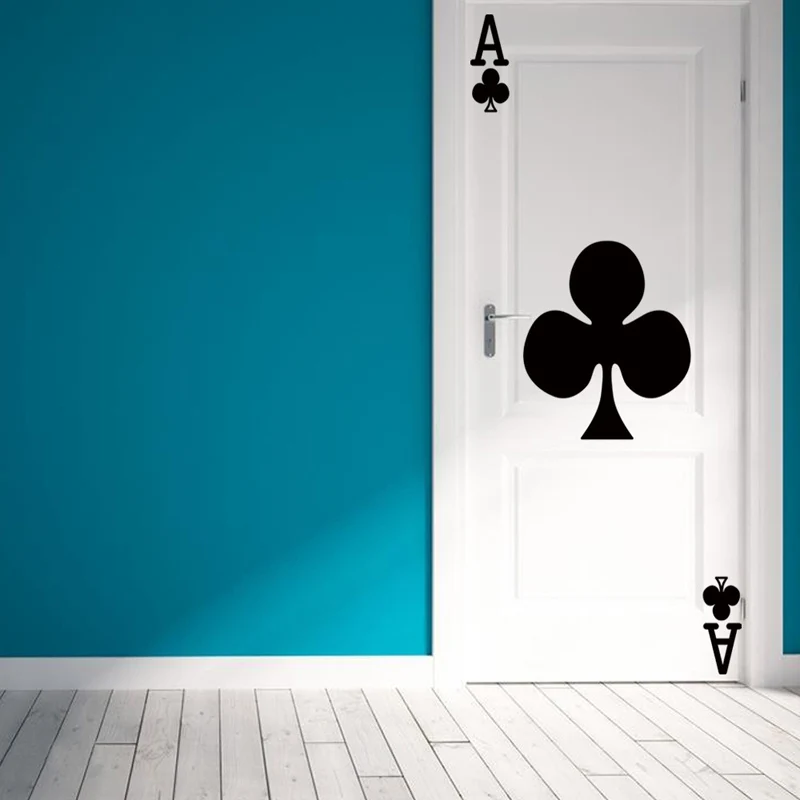 Creative Playing Cards Ace Of Clubs Door Wall Sticker Bedroom Living Room Home Decor Mural Wallpaper Self-adhesive Art Decals