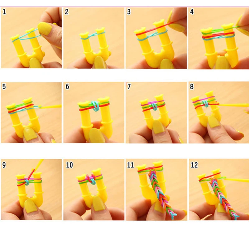 DIY Rubber Bands Bracelet for Kids, Loom Bands, Recarga Rubber Band, Make Woven Bracelet, Presente de Natal, 2019