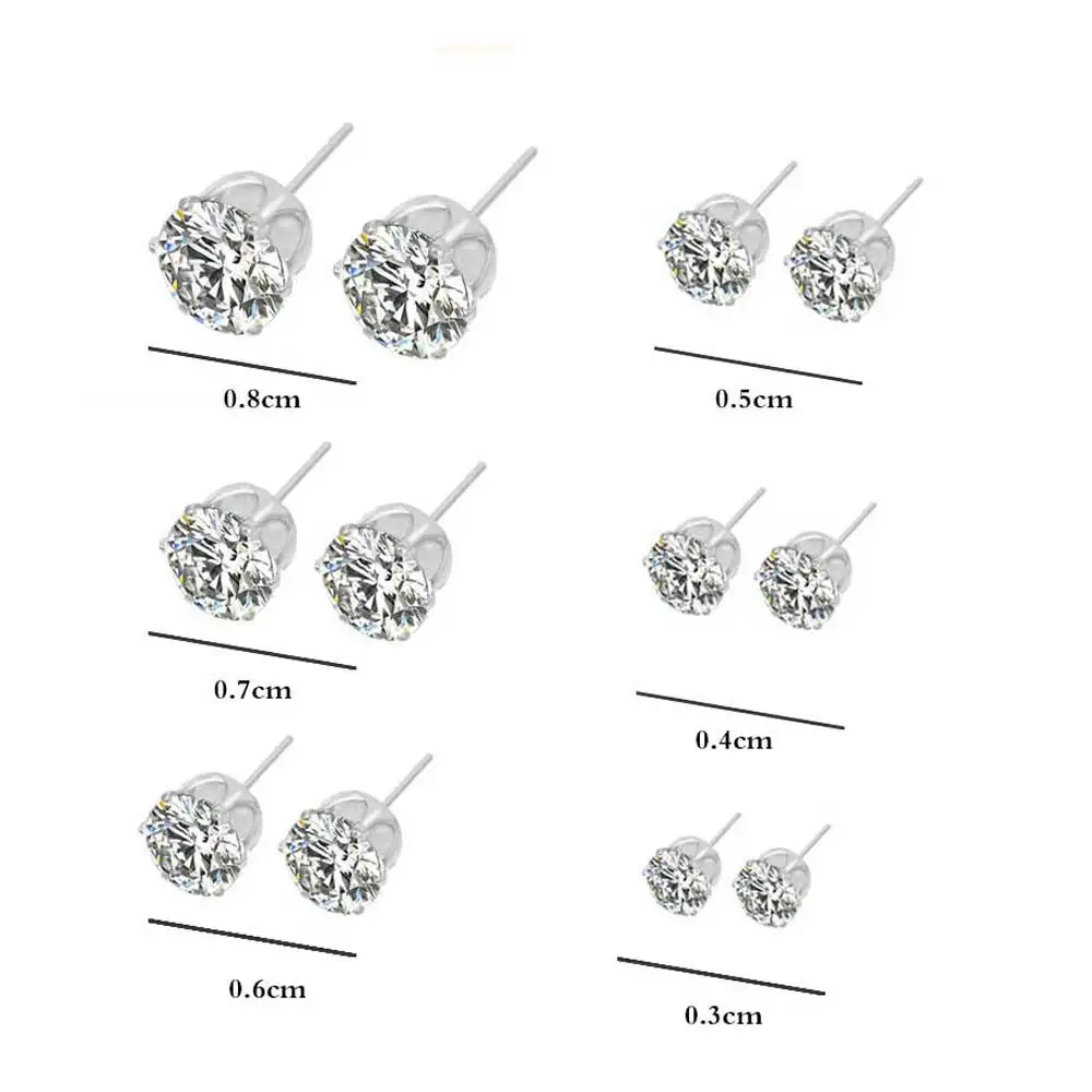 ALIUTOM Fashion 6 Pair/ set Punk Zircon Crystal Stud Earrings Set For Women Round Flower Gothic Design Brincos Jewelry Bijoux