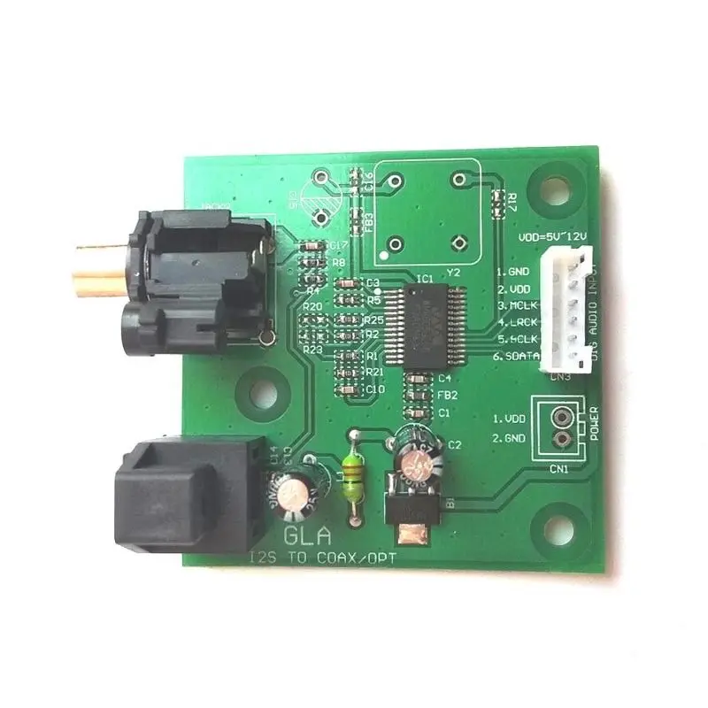 I2S to SPDIF Coaxial Fiber Output Board/ IIS Input Coaxial DC 5V-12v power Support sampling 44.1K~192K