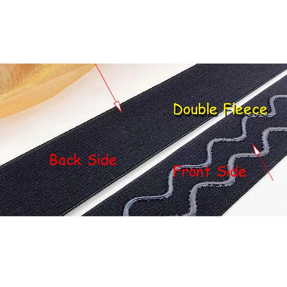 5 yards pack 30mm Silicone backed Elastic double fleece soft design 2 lines waver black gripper strap for sports wristband