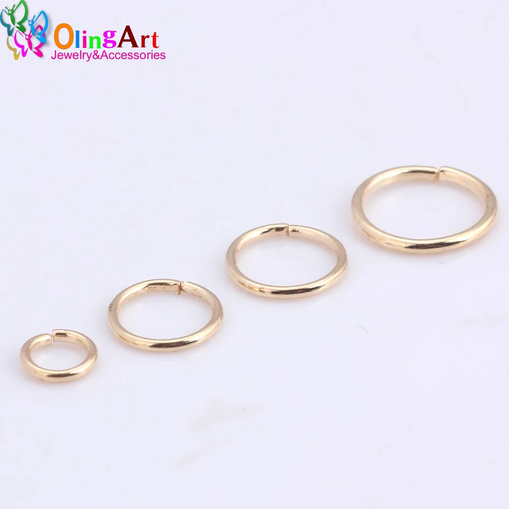 OlingArt KC anello di salto in oro 6mm/9mm/10mm/12mm anello di collegamento formato misto gioielli fai da te fare connettore diametro filo 1.0MM