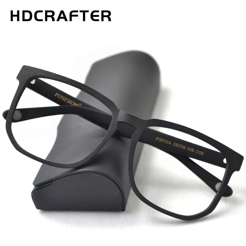 HDCRAFTER Women Men Vintage Retro Wood Glasses Frame Oversized Optical Eyaglasses Frames for Prescription Lens Spectacles