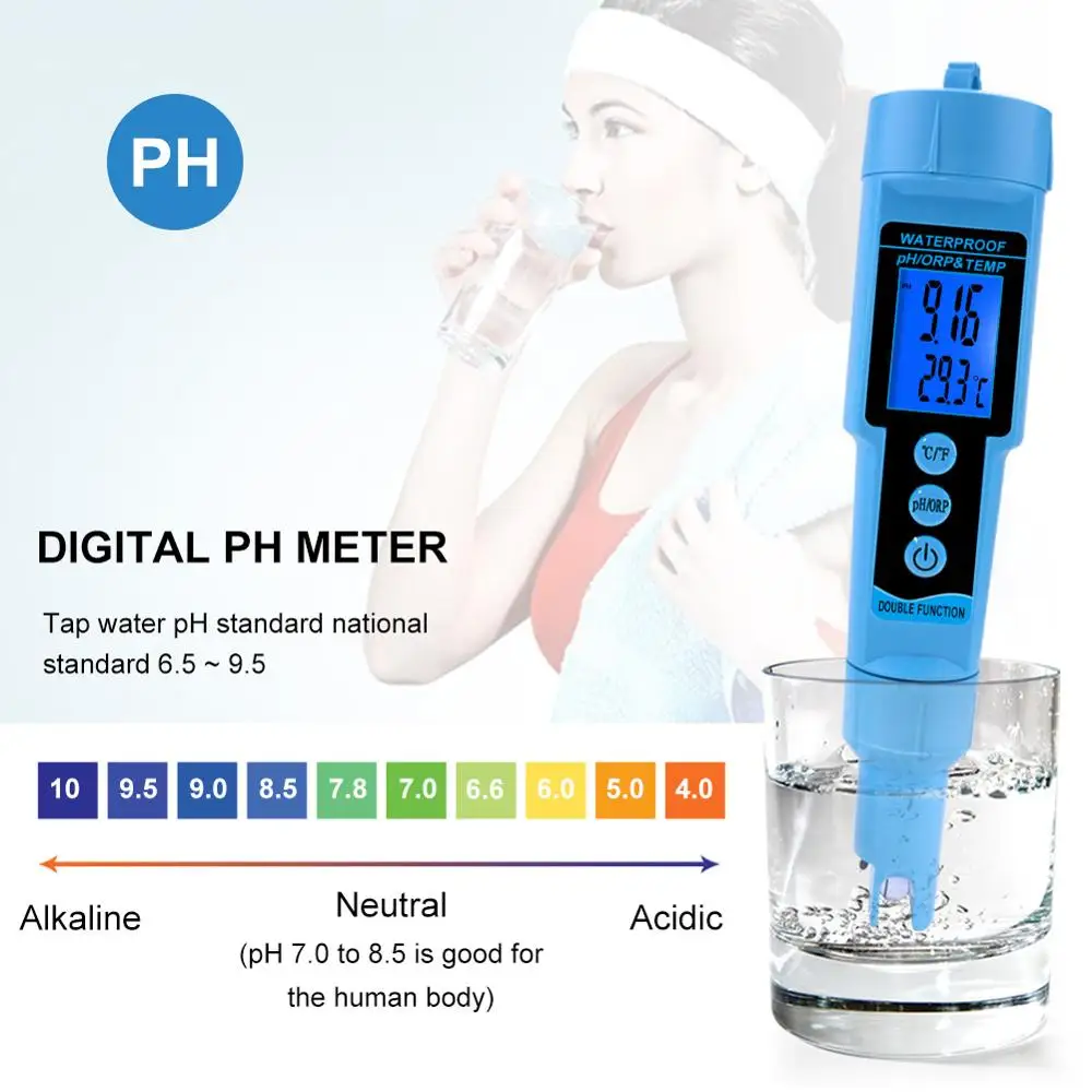 yieryi Professional 3 in 1 pH ORP TEMP Meter Water Detector Multi-parameter Digital Tri-Meter Water Quality Monitor Tester