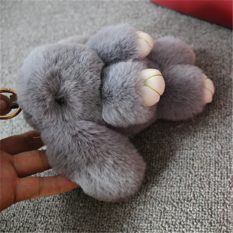 Cute Fluffy Fur Rabbit Key Chain Women Girls Plush Pompom Bunny Keychain On Bag Car Trinket Female Jewelry Party Toys Gift