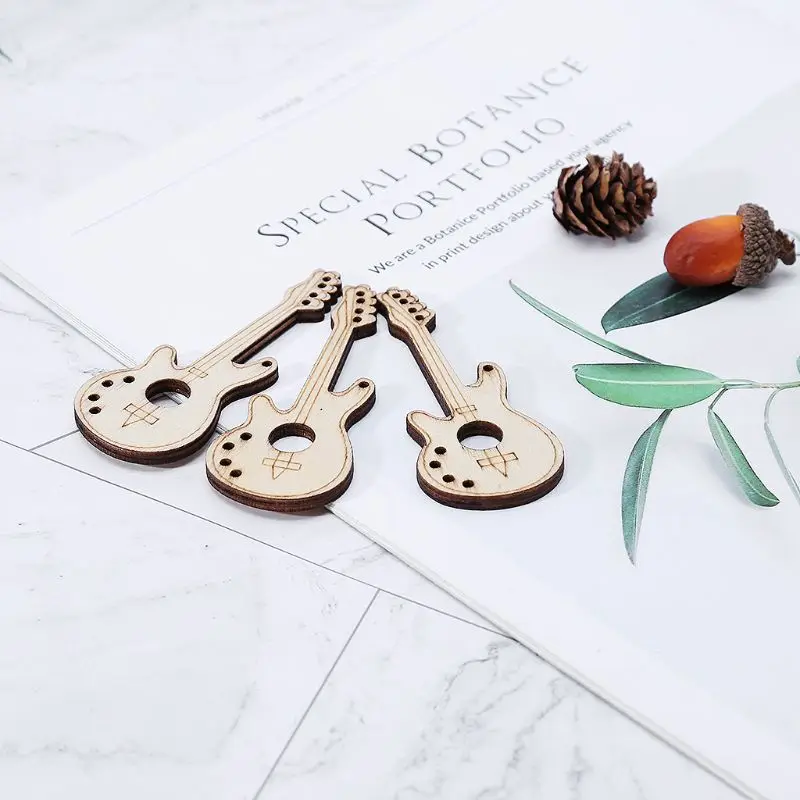10pcs Laser Cut Wood Guitar Embellishment Wooden Shape Craft Wedding Decor