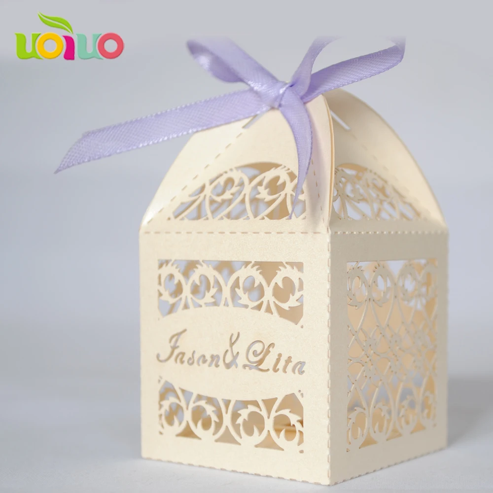 50pcs Free Shipping Sweet Wedding Box Laser Cut Folk Art Elegant Superior Traditional Design