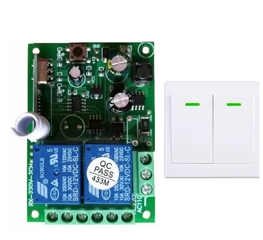 AC85V 110V 220V 250V 2CH Wireless Remote Control Switch Receiver+Wall Panel Remote Transmitter Sticky Remote Smart Home Switch