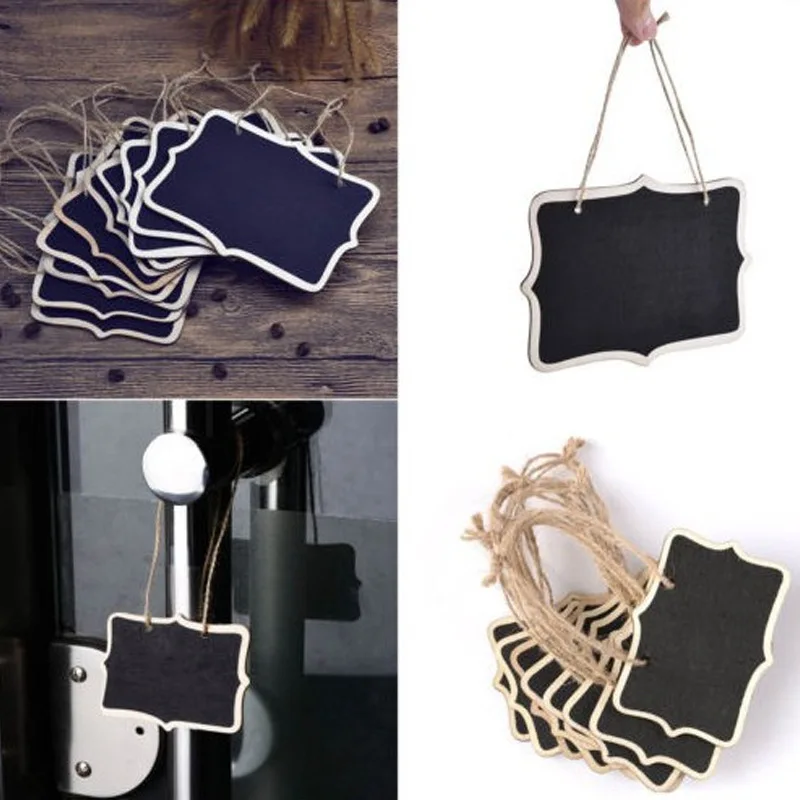 Creative Mini Lanyard Chalkboard 12PCS/Lot Small Double-sided Blackboard Wooden Message Price Tag Writing Board