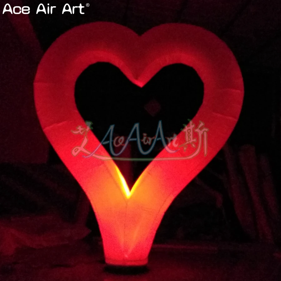 Modèle de coeur plonger oyant LED diversifié, coeur gonflable Dream ica avec ventilateur de base pour la Saint-Valentin, décoration de sol de fête de mariage