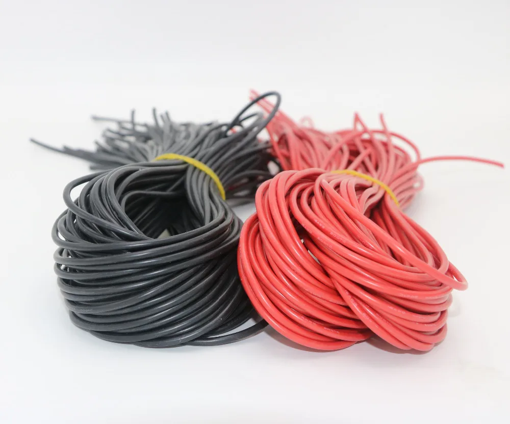 Free shipping 10meter/lot High Quality wire silicone 10 12 14 16 18 20 22 AWG 5m red and 5m black color for ESC motor battery image 3