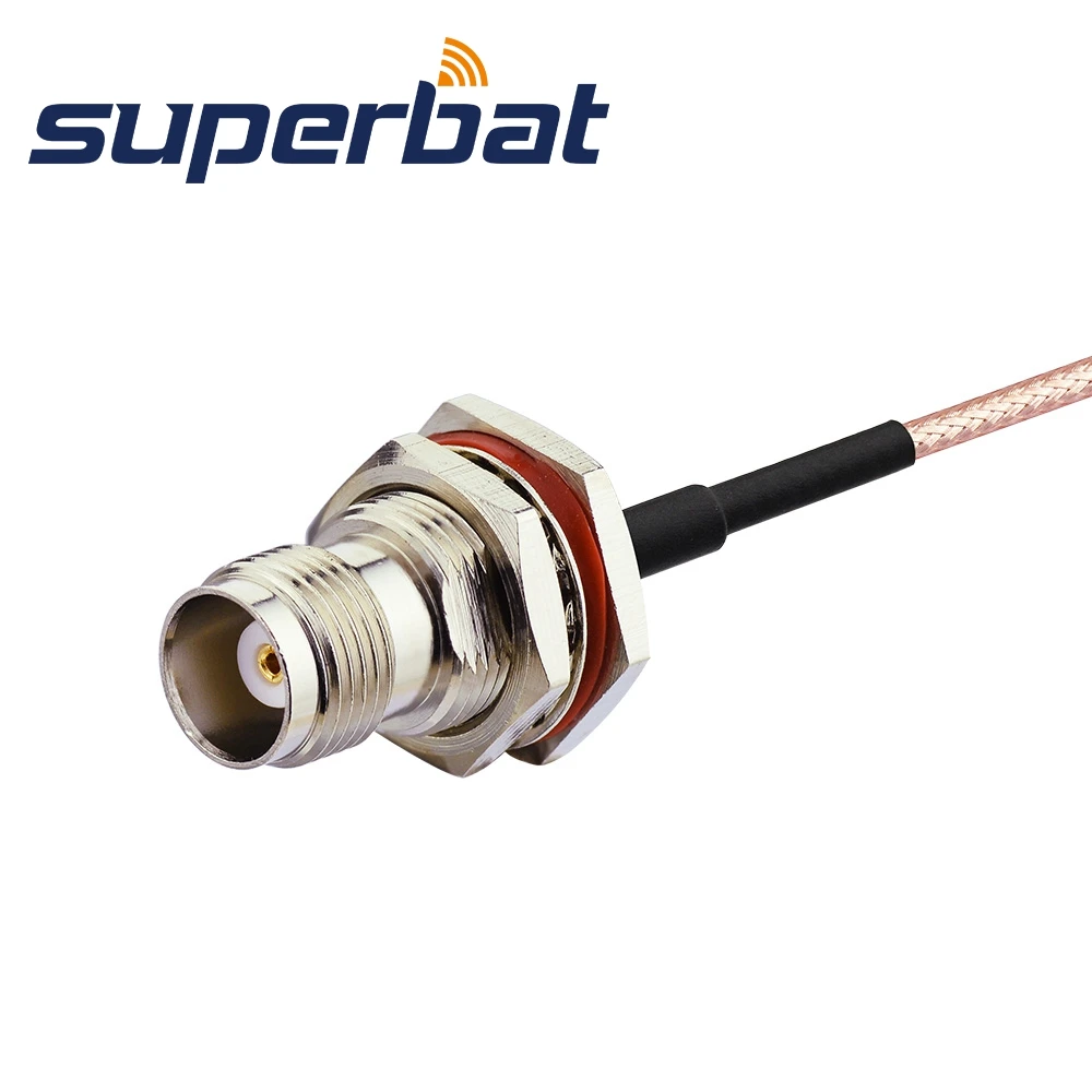 Superbat MCX Male Straight to TNC Female Bulkhead with O-ring Straight Pigtail Cable RG316 15cm for Wireless