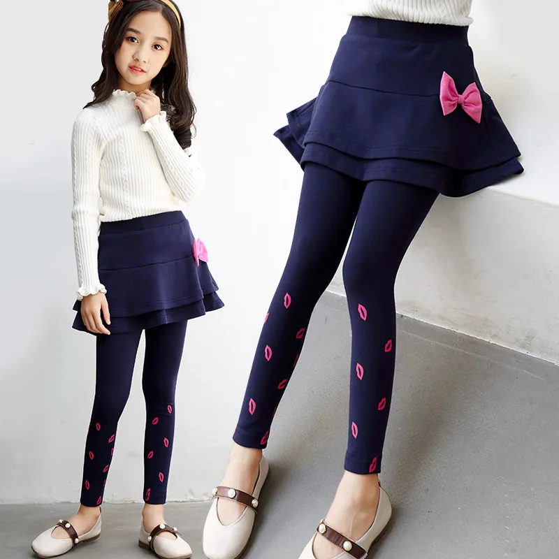 Girls Skirt-Pants 2023 Spring Autumn Children Legging Print Cake Skirts Fashion Girls Clothes Kids Trousers 4 6 7 8 10 12 Years