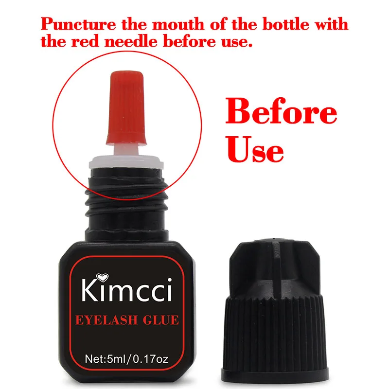 Kimcci 5ml /10ml Eyelash Extension Glue 1-3 Seconds Fast Drying Eyelashes Glue Pro Lash Glue Black Adhesive Retention Long Last