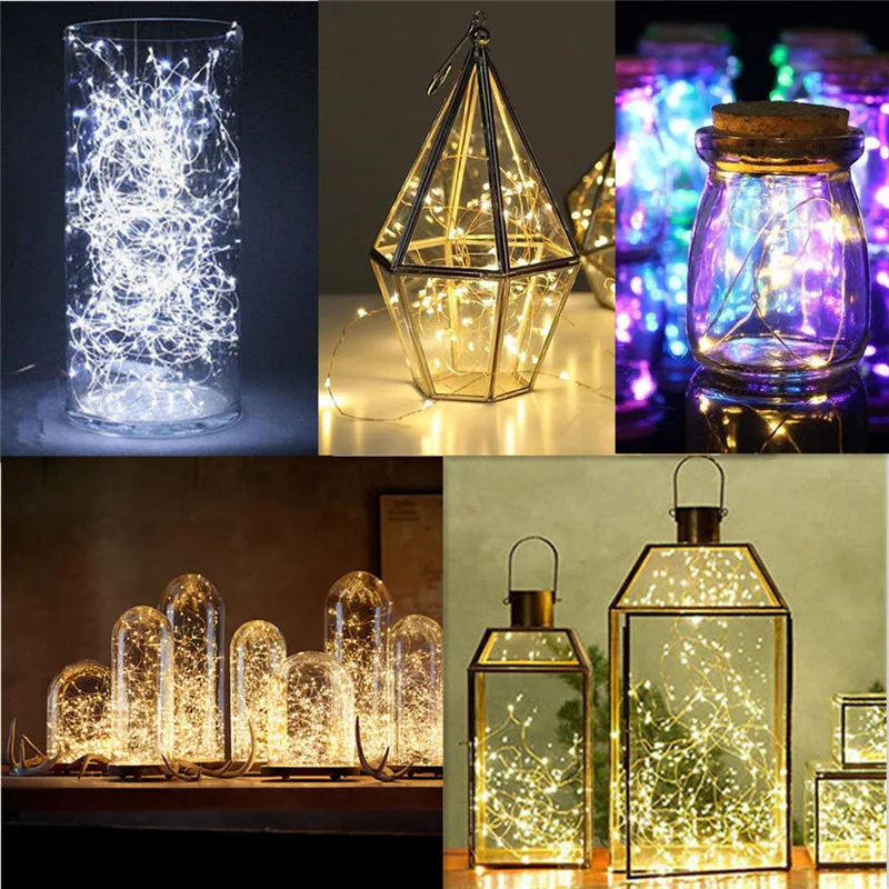 2M 20 LED Copper Wire Fairy Garland Lamp LED String Lights Christmas Wedding Home Party Decoration Powered By CR2032 Battery