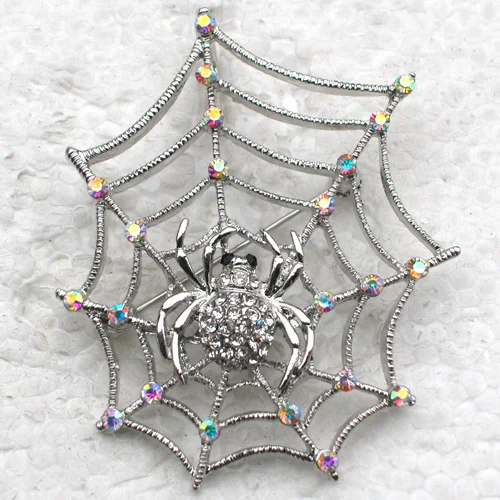 60pcs/lot Mixed Color (Can Notes Color) Wholesale Rhinestone Spider Web Halloween Pin brooches & Pendant C101262