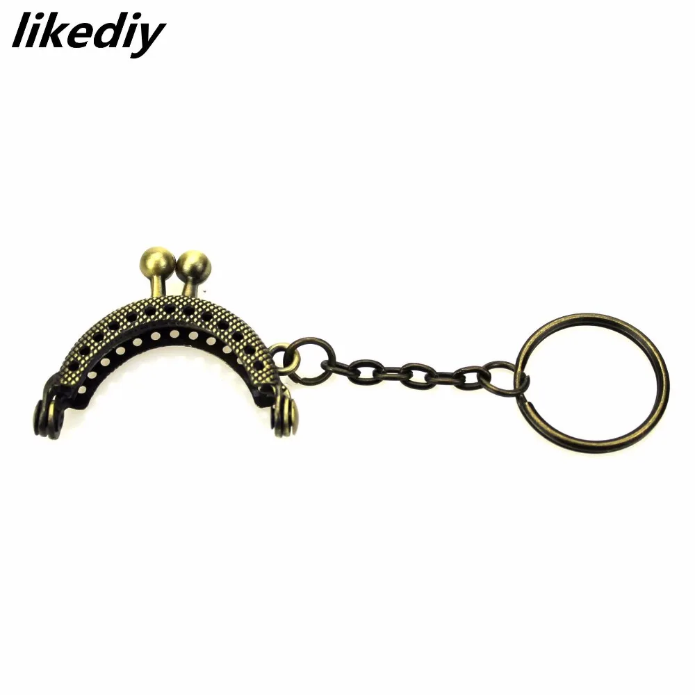3 Pcs/Lot 4 CM Golden Bronze Silver Half Round Metal Purse Frame Kiss Clasp Lock With Key Ring Bag Accessories 3 Colors