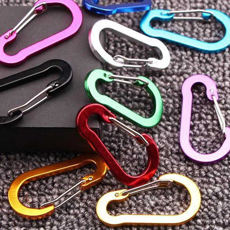 5Pcs Multi-Use Carabiner Clips Small Carabeaner Keychain Hooks Auto Locking D-Shape Spring Loaded Wire Gate for Camping Fishing