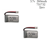 2pcs 3.7V 260mAh Lipo Battery For E010 E011 E012 E013 For Furibee F36 NH010 H36 Mini RC Quadcopter drone 751732 battery