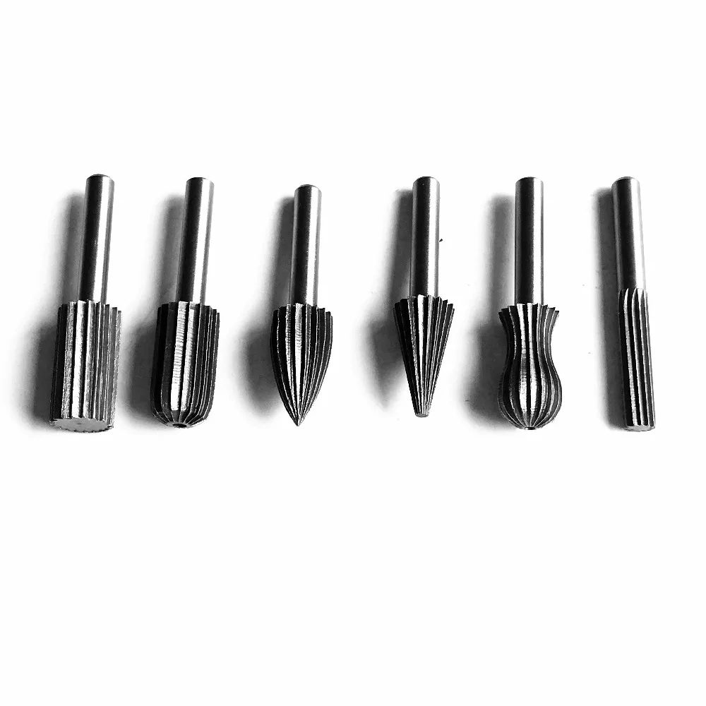 

6pcs/set Hcs Made Wood Carving Cutter Woodworking Rotary Burrs Carving Knife Carving Hollowing Grinder Fittings For Wood Plastic