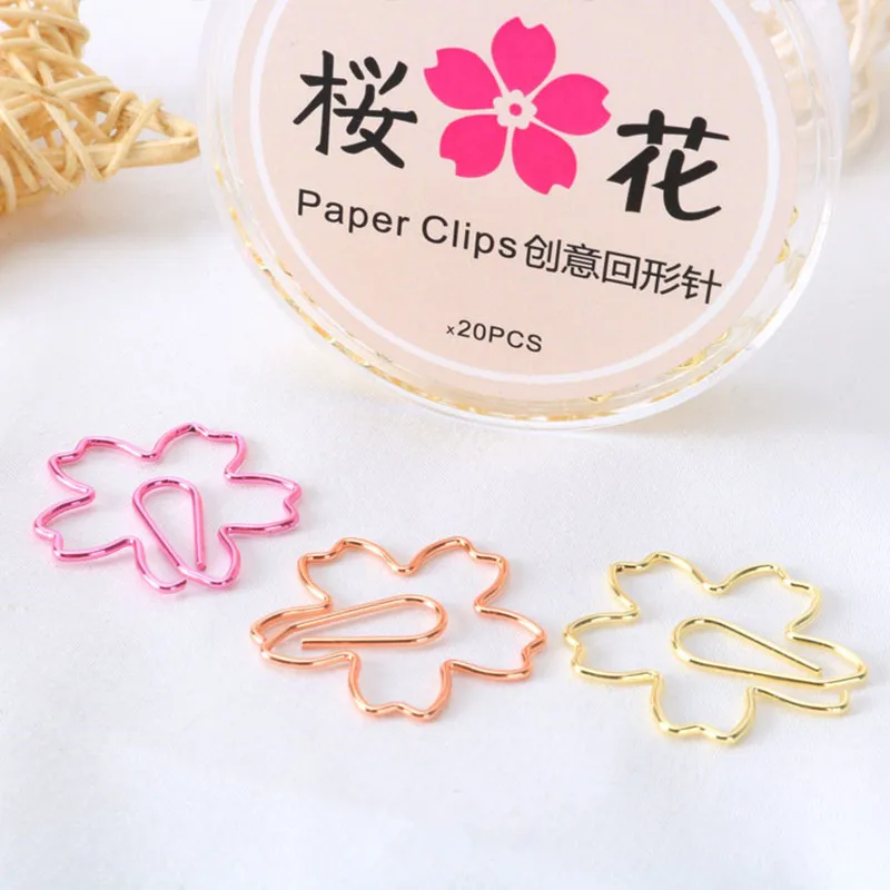 Pink Sakura Metal Clip Creative Custom Bookmark Office Stationery Clips Office Accessories Paper Clips Para Papel Paper Bookmark