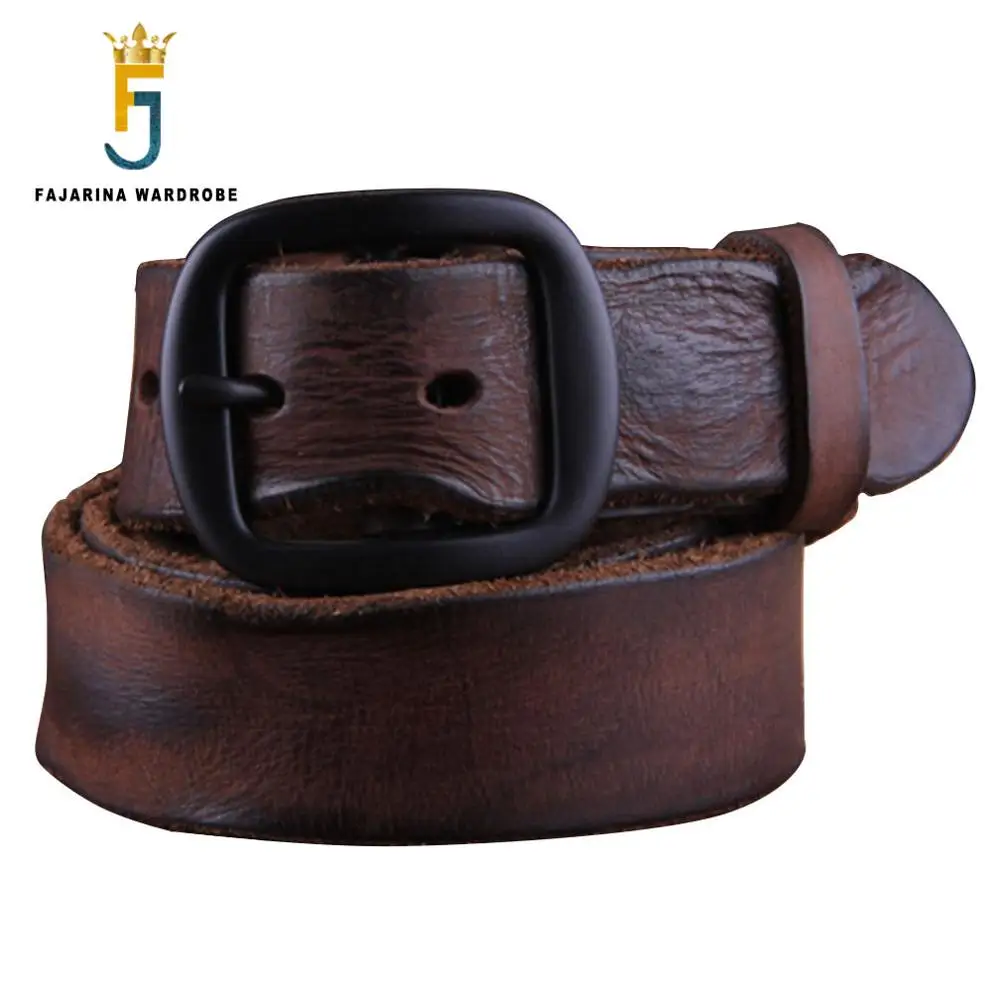 Fajarin-cinturones de piel de vaca para hombre, piel de vaca auténtica doblada, estilo Retro occidental, de alta calidad, N17FJ091