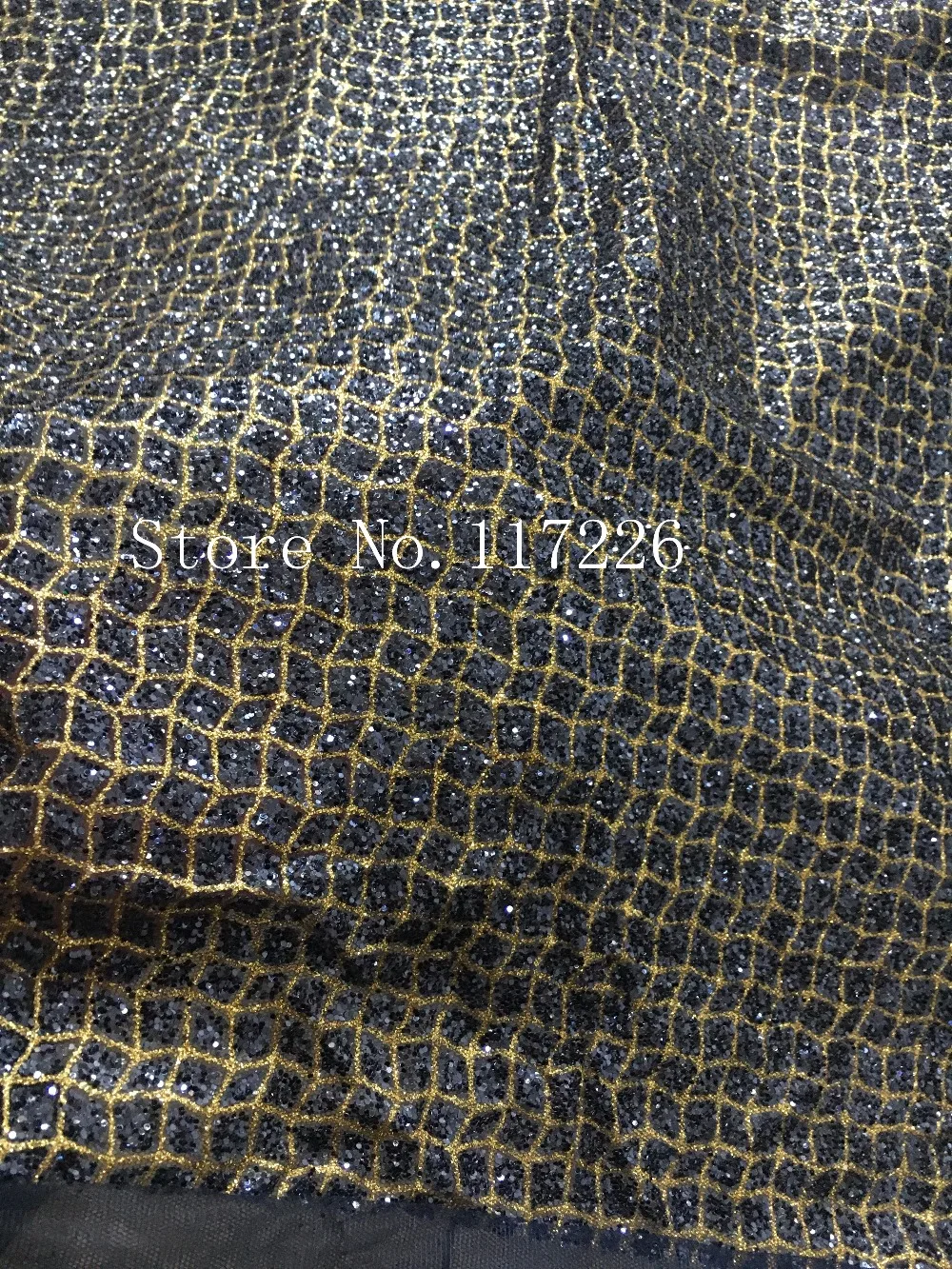 

5yards JRB-118103 luxury hand print sparkle glued glitter african tulle mesh lace with dark blue color