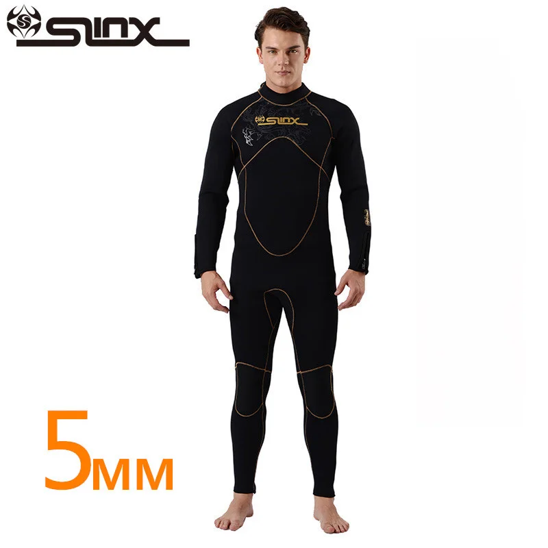 SLINX DISCOVER 5mm Neoprene Men Fleece Lining Warm Wetsuit Swimming Snorkeling Triathlon Spearfishing Scuba Diving Suit