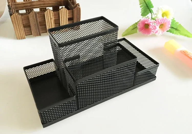 Mesh Cube Metal Stand Combination Holder Desk Desktop Accessories Stationery Organizer Pen Pencil Office Supplies Study Storage