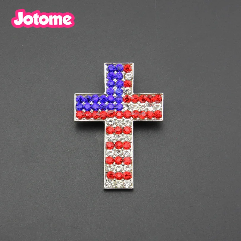 

100pcs/lot free shipping silver tone 50mm custom Amarian flag style cross brooch pins