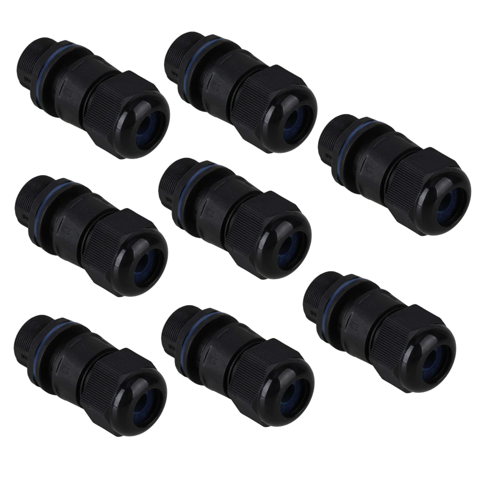 

8Pcs Ethernet LAN Black IP68 Protection M20 Stuffing Locknut Outdoor Plastic RJ45 AP Waterproof Cable Gland Connector