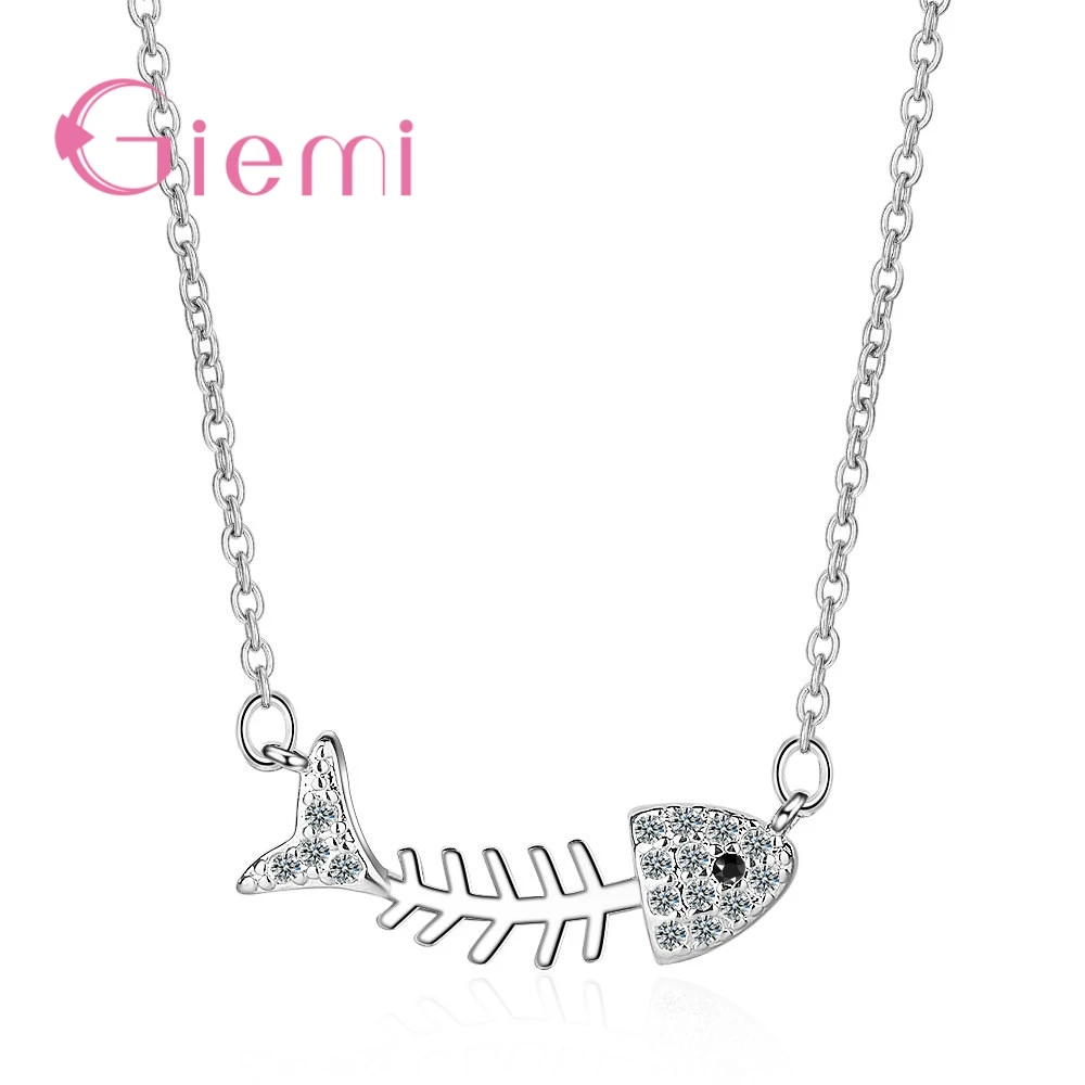 

Модный дизайн, серебряное ожерелье в форме рыбьей кости, ожерелье, блестящий кубический цирконий, ошейник для женщин и девушек, розничная продажа