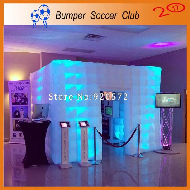 Free Shipping ! Free Pump ! Portable inflatable photo booth enclosure LED light inflatable photo cube tent booth for sale