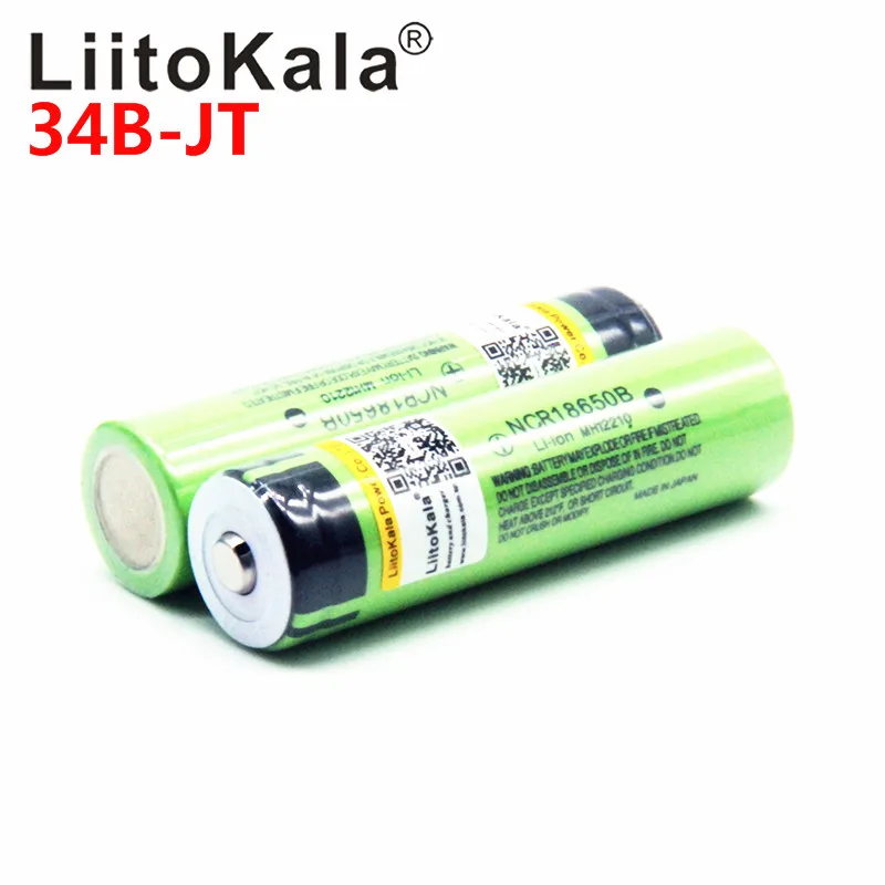 1-30pcs LiitoKala 34B-JT NCR18650B 3.7v 3400 mAh 18650 Lithium Rechargeable Battery with Pointed (No PCB) batteries + 18650 box